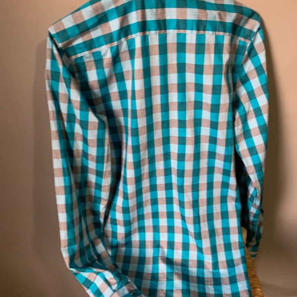 JF J. Ferrar Men’s Button Down Shirt Blue/Gray plaid Long Sleeve S Slim 14-141/2 - Picture 5 of 8